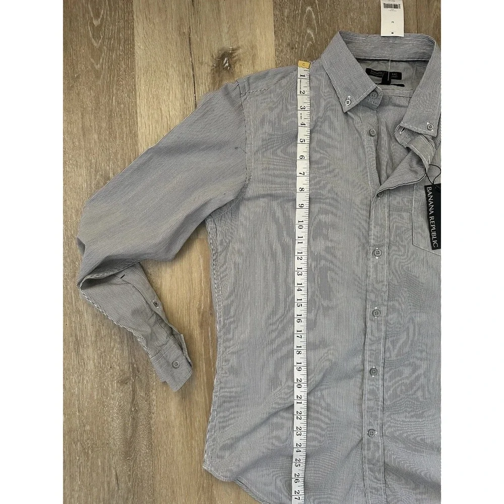 Banana Republic Custom 078 Wash Shirt Mens M Slim Fit Gray Stripe Cotton